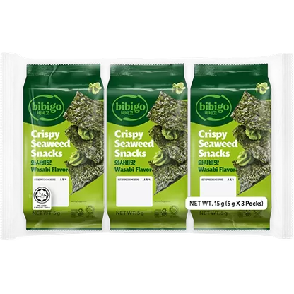CJ Bibigo Knapperige Zeewiersnacks Wasabi Smaak