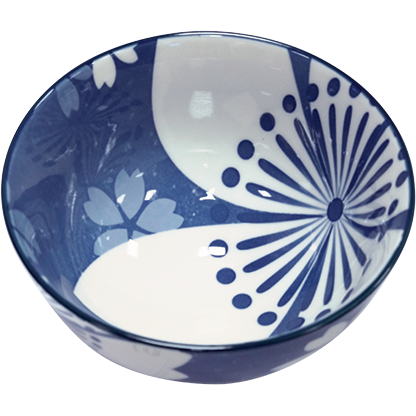 Ronde Kom Blauw Witte Bloem 13.65cm
