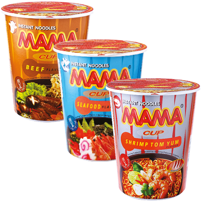 Instant Cup Noedels Rundersmaak / Zeevruchtensmaak / Garnalen Tom Yumsmaak