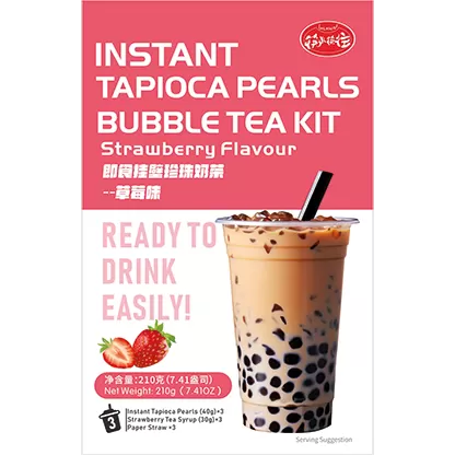 KLKW Instant Tapioca Pearls Bubble Tea Kit-Starwberry Flavor
